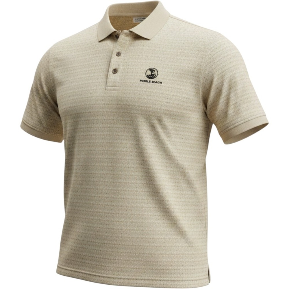 Lone Cypress Pebble Beach Mens L‎ Brown Striped Golf Polo Cotton Preppy Shirt